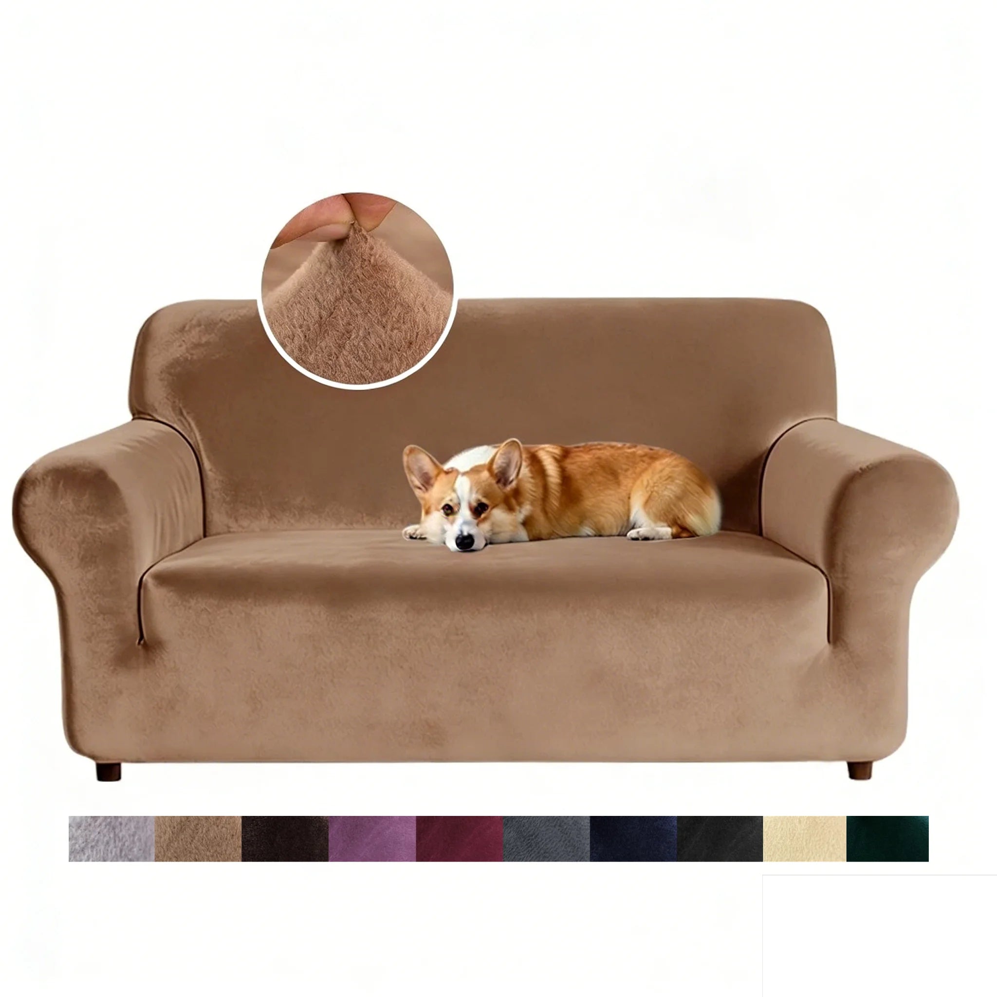 Velvet Stretch Sofa Cover — Plush Elastic Slipcover for Living Room