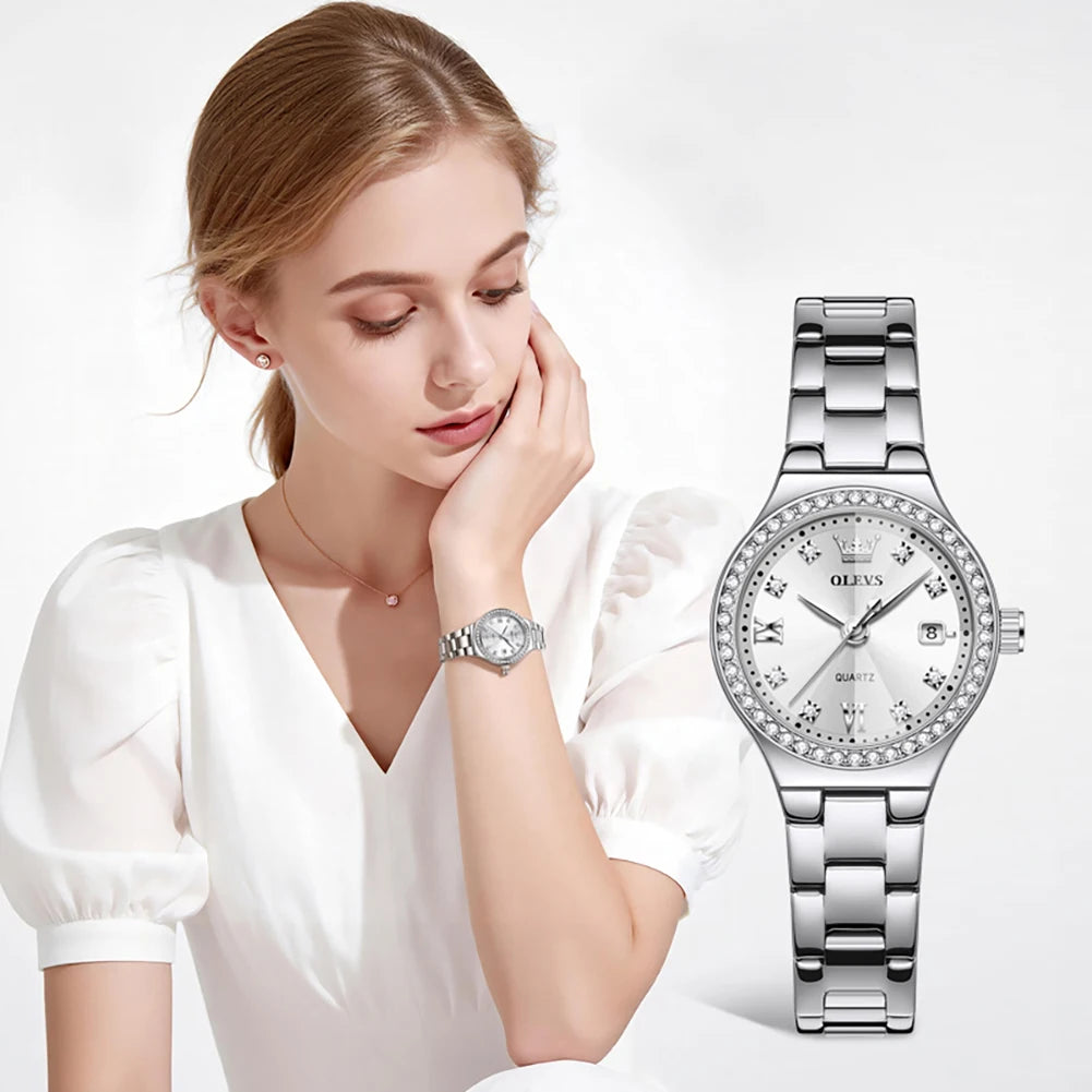 OLEVS 5628 Women's Quartz Watch — Elegant Stainless Steel Jewelry Gift