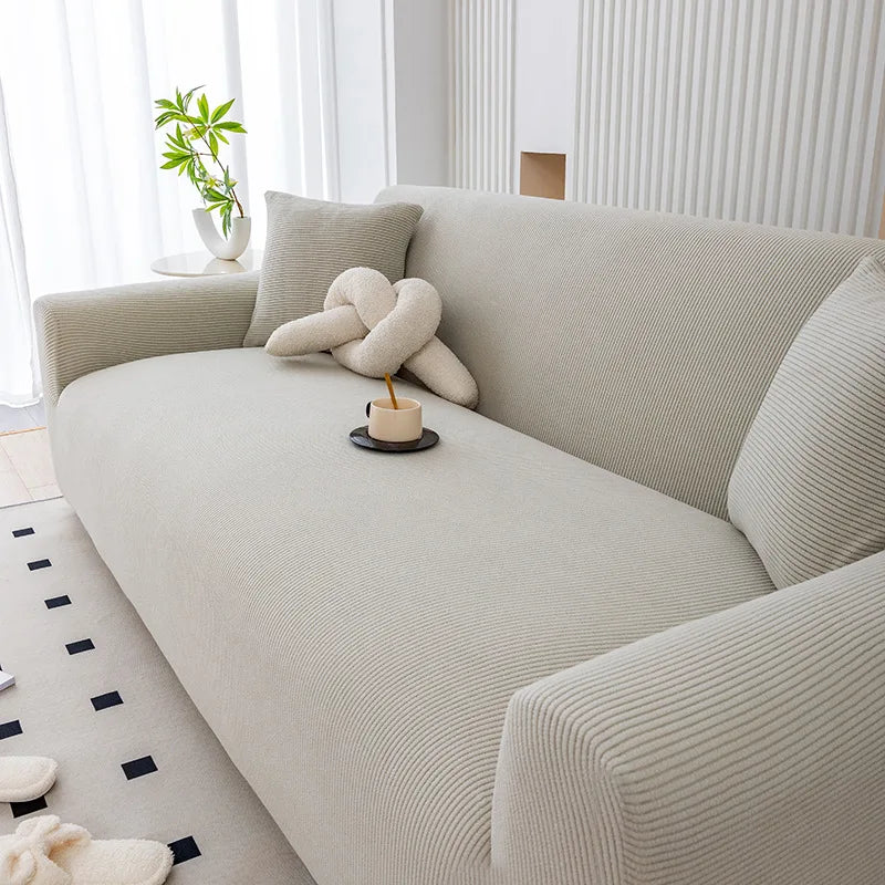 Soft Corduroy Sofa Cover — Non-Slip Elastic Full Wrap Slipcover