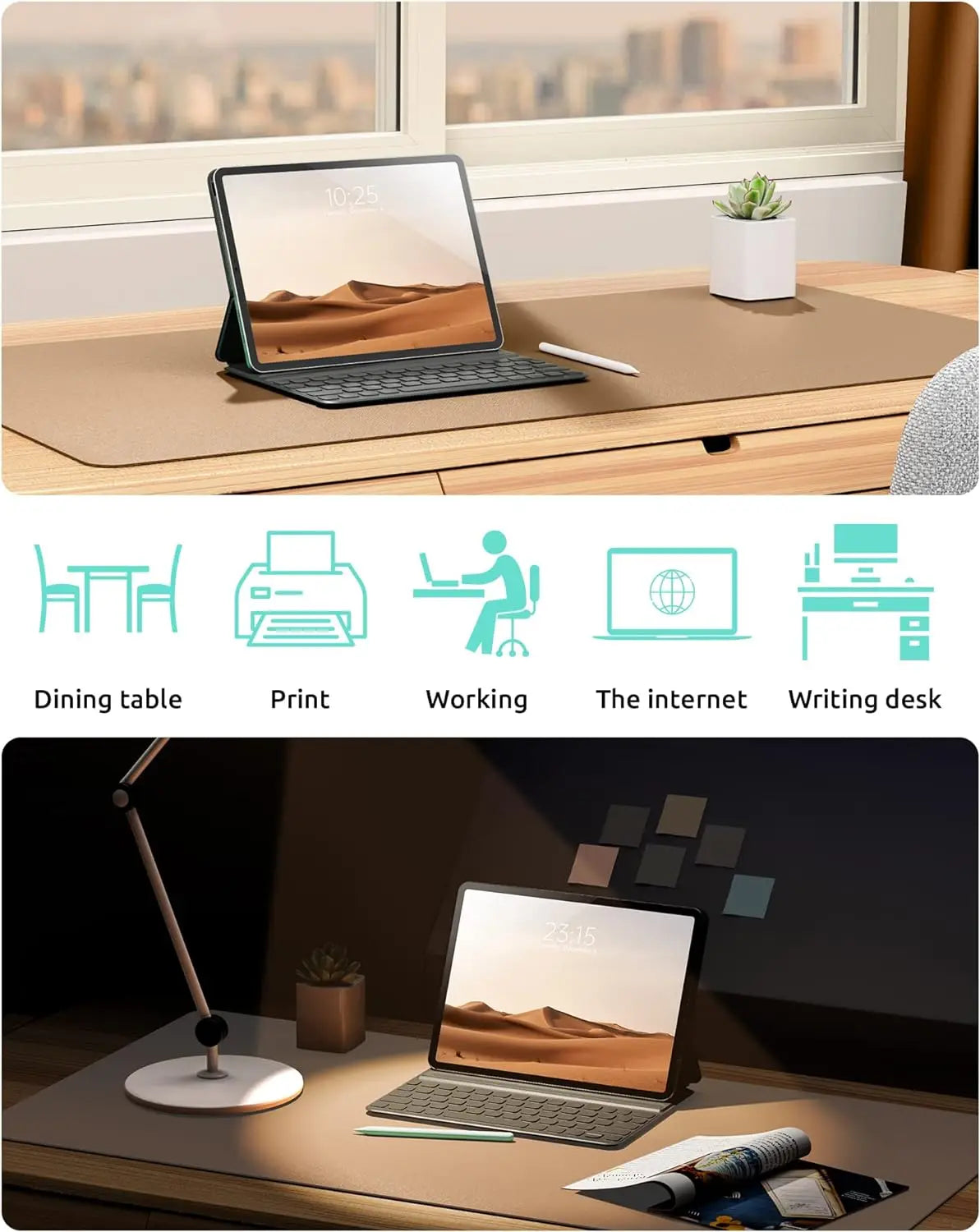 YSAGi Leather Desk Mat — Large Waterproof Mouse Pad & Desk Protector