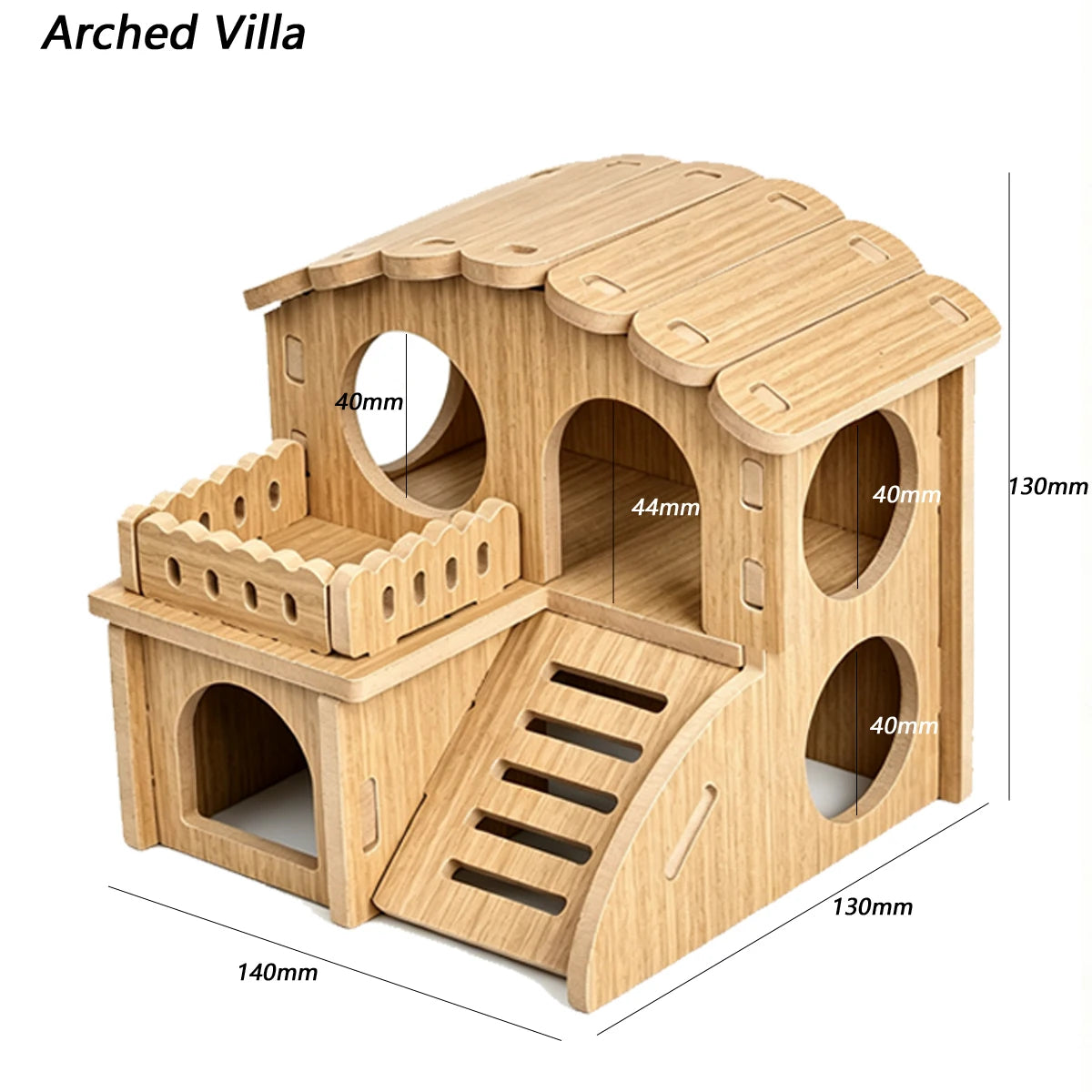 Wooden Multi-Chamber Hamster Villa — Small Pet Hideout and Activity Center