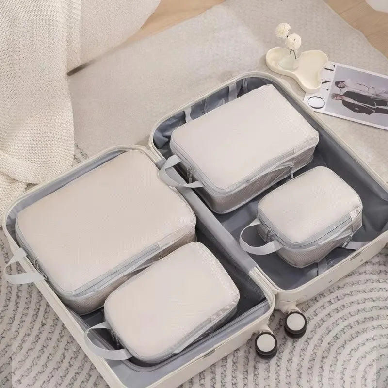 Luggage Organizer Set — Compressible Travel Packing Cubes with Handbag