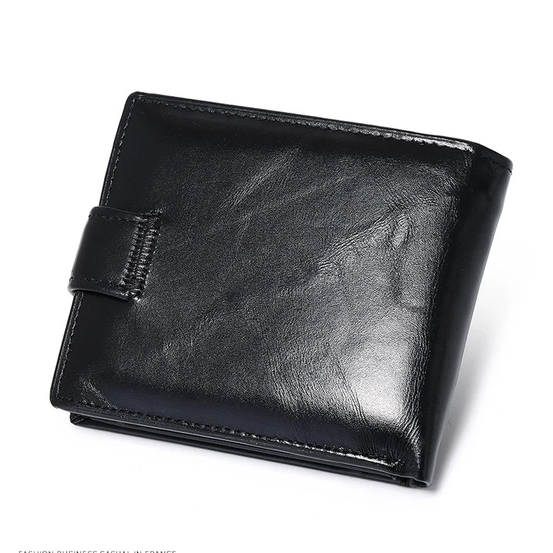 Okli-Rsoe Genuine Leather Men's Wallet — Compact Bifold with Coin Pocket