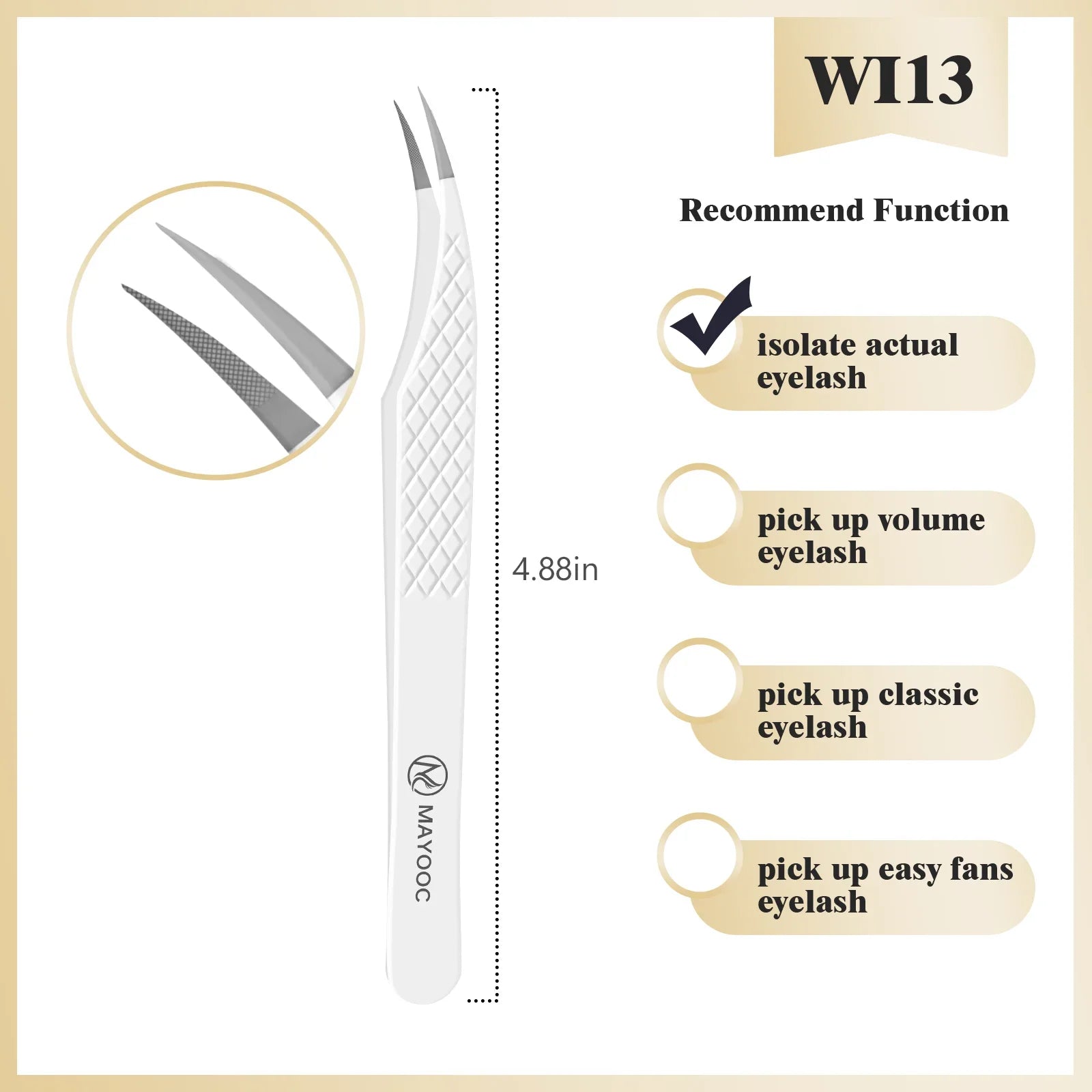 MAYOOC LASH Precision Eyelash Extension Tweezers — Anti-Static Fiber Tip Tools