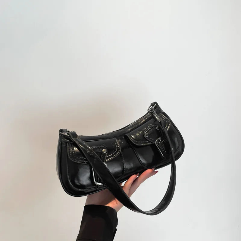 Women's Faux Leather Shoulder Bag — Trendy Armpit Style Crossbody