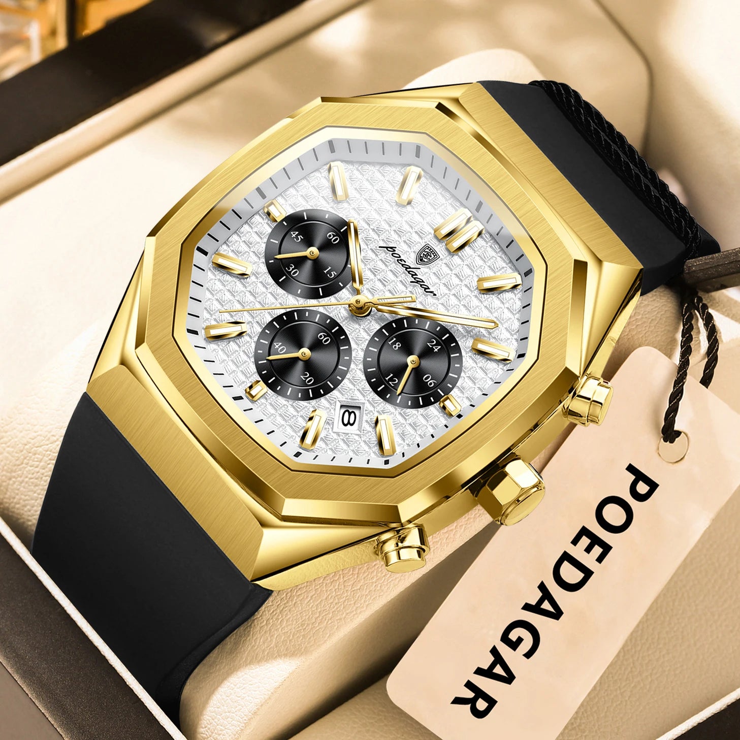 POEDAGAR Men's Chronograph Watch — Waterproof Business Quartz Timepiece