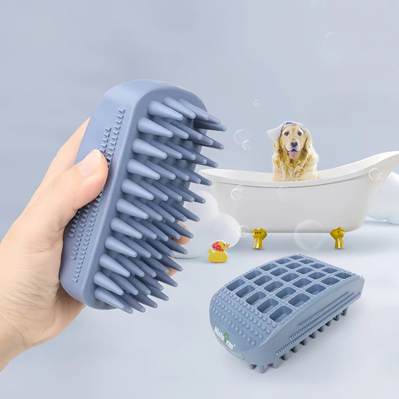 Silicone Pet Bath Brush — Ergonomic Grooming & Hair Removal Tool