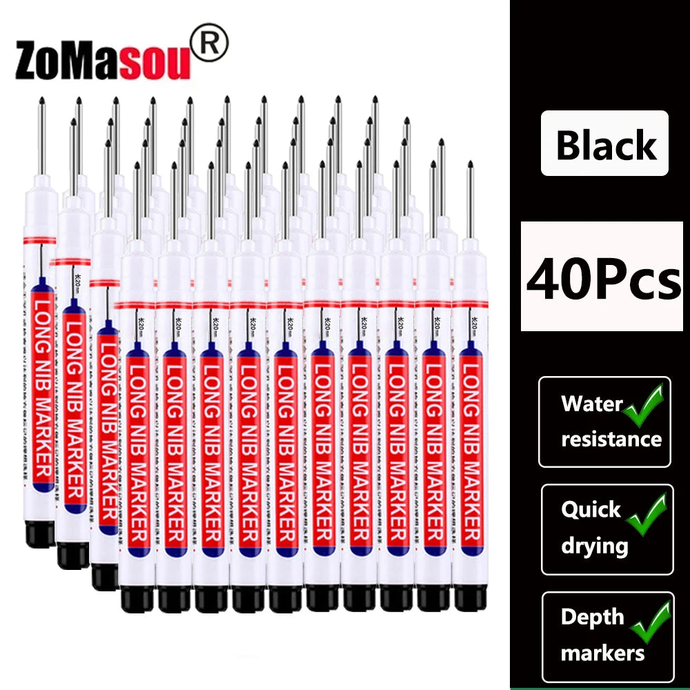 Deep Hole Marker Pen — Waterproof Long Head Woodworking Tool
