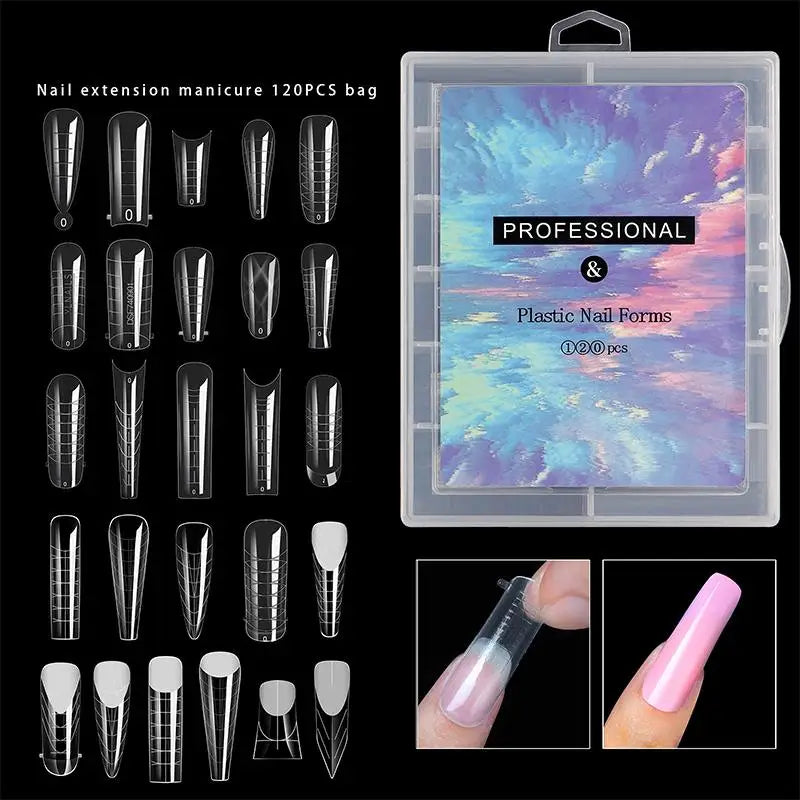 AQTOCNA Dual Form Nail Extension Tips — 120 Piece Quick Building Mold Set