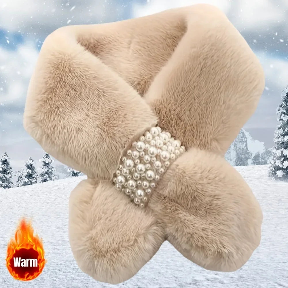 Faux Rabbit Fur Neck Scarf — Soft Plush Winter Warmer & Windproof Accessory