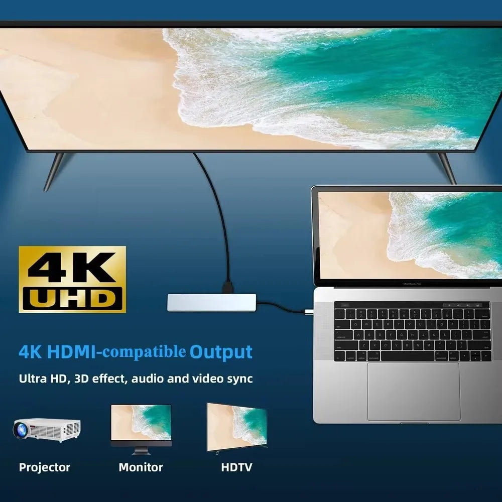 FEIWIMI 8-in-1 USB C Docking Station — Multi-Port Hub with 4K HDMI & PD Charging