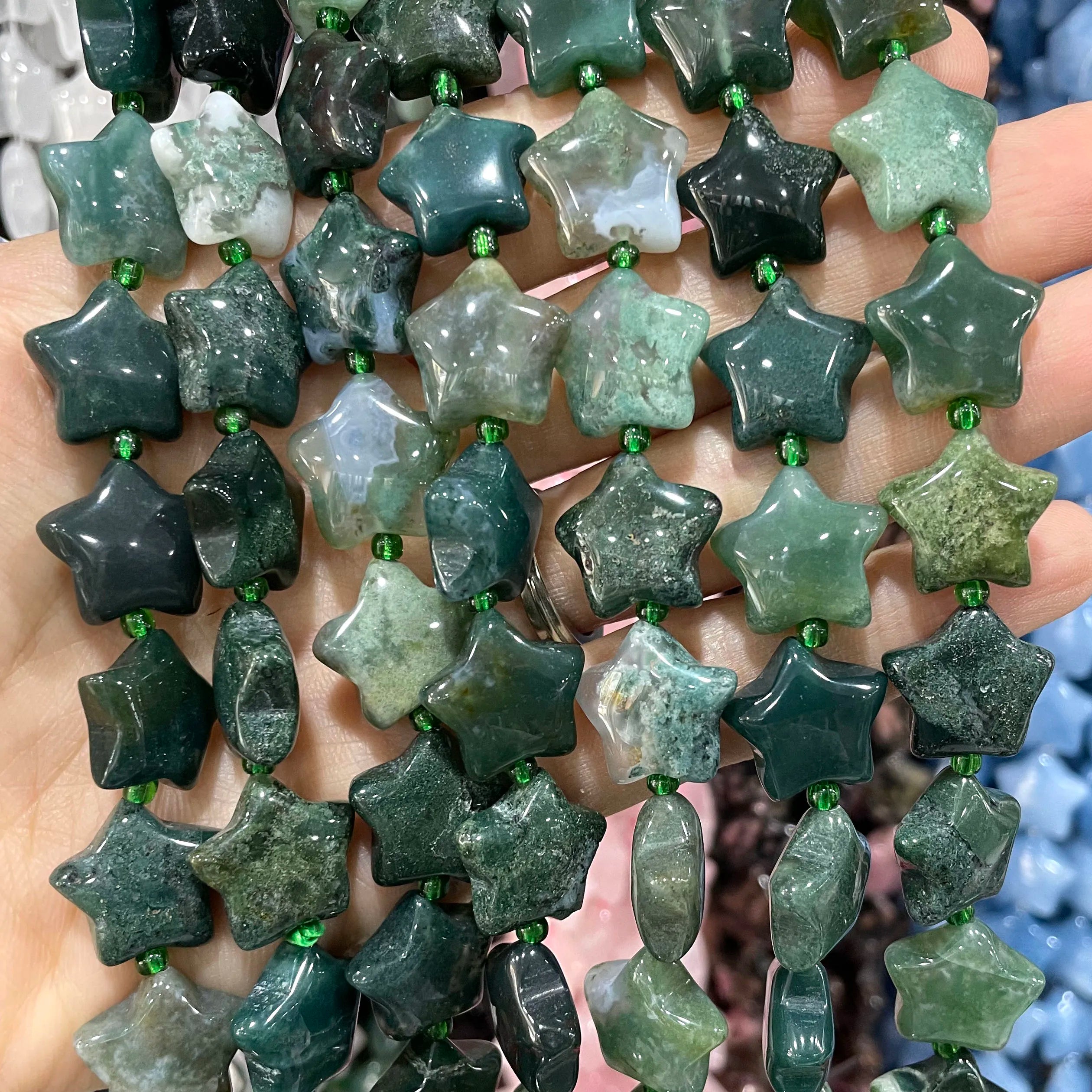 SYSRXLR Star Shaped Natural Stone Beads — 15mm Loose Quartz & Agate Spacers