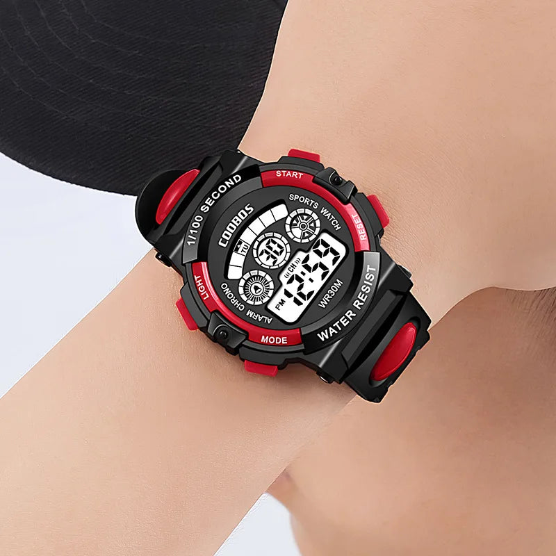 Digital LED Kids Sports Watch — Multifunctional Waterproof Wristwatch