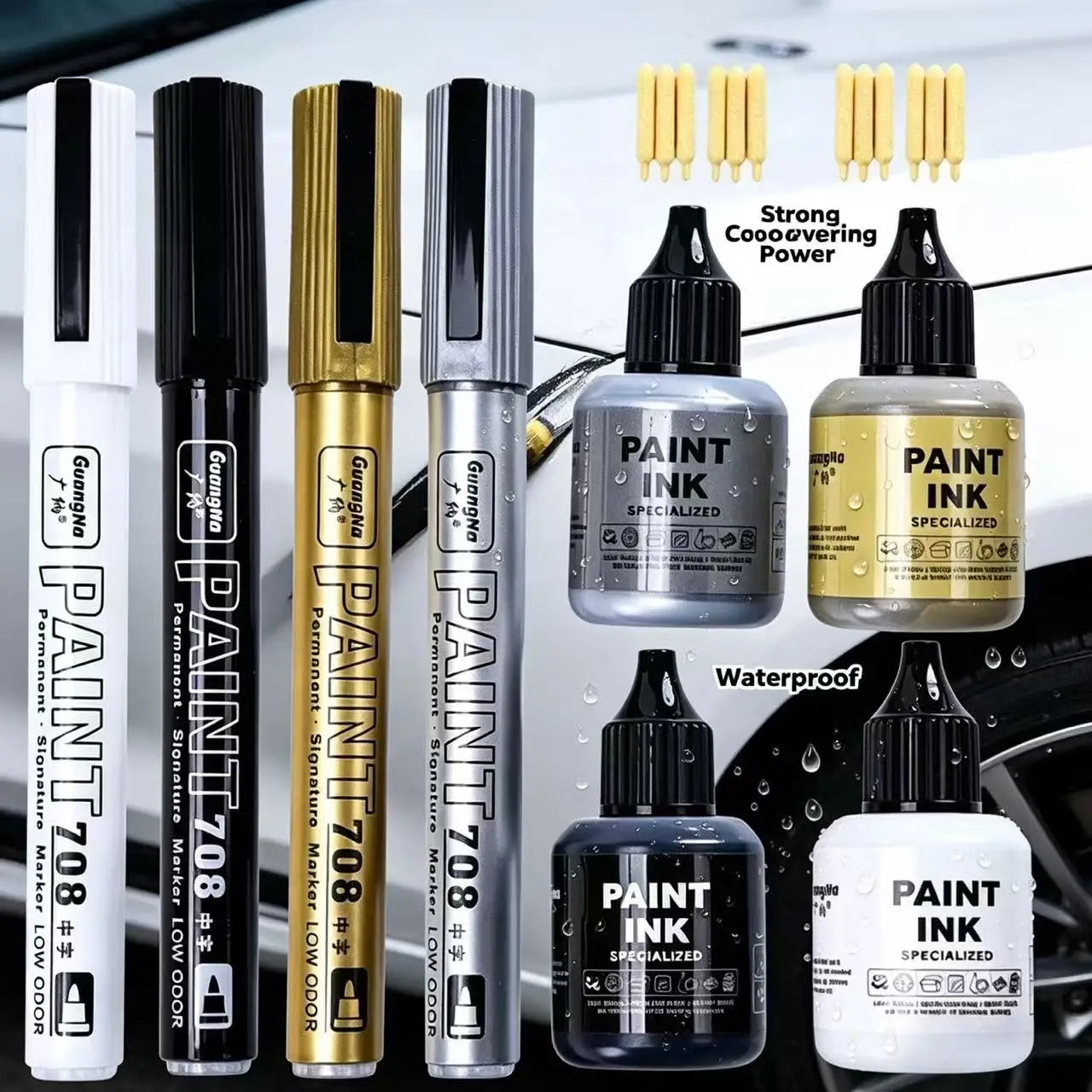 GN Metallic Paint Marker Pens — Permanent Oil-Based Art Set for DIY Crafts