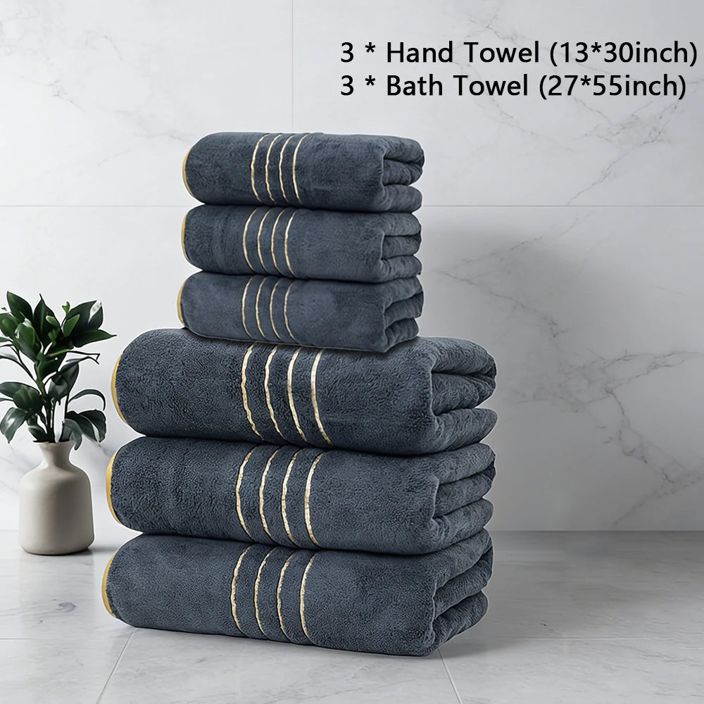 Premium Bath Towel Set — Soft Absorbent Fabric with Gold Accents