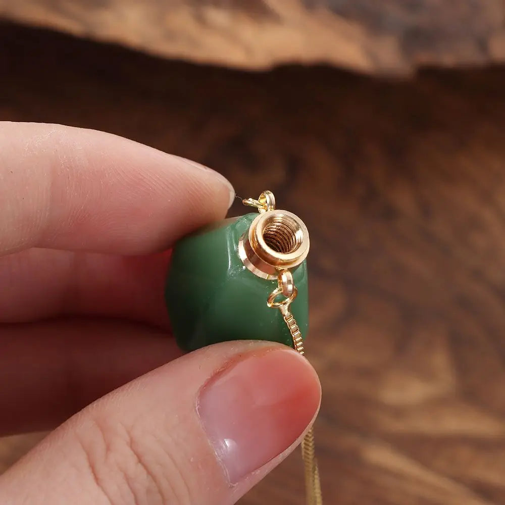 Natural Stone Perfume Bottle Necklace — Essential Oil Diffuser Pendant