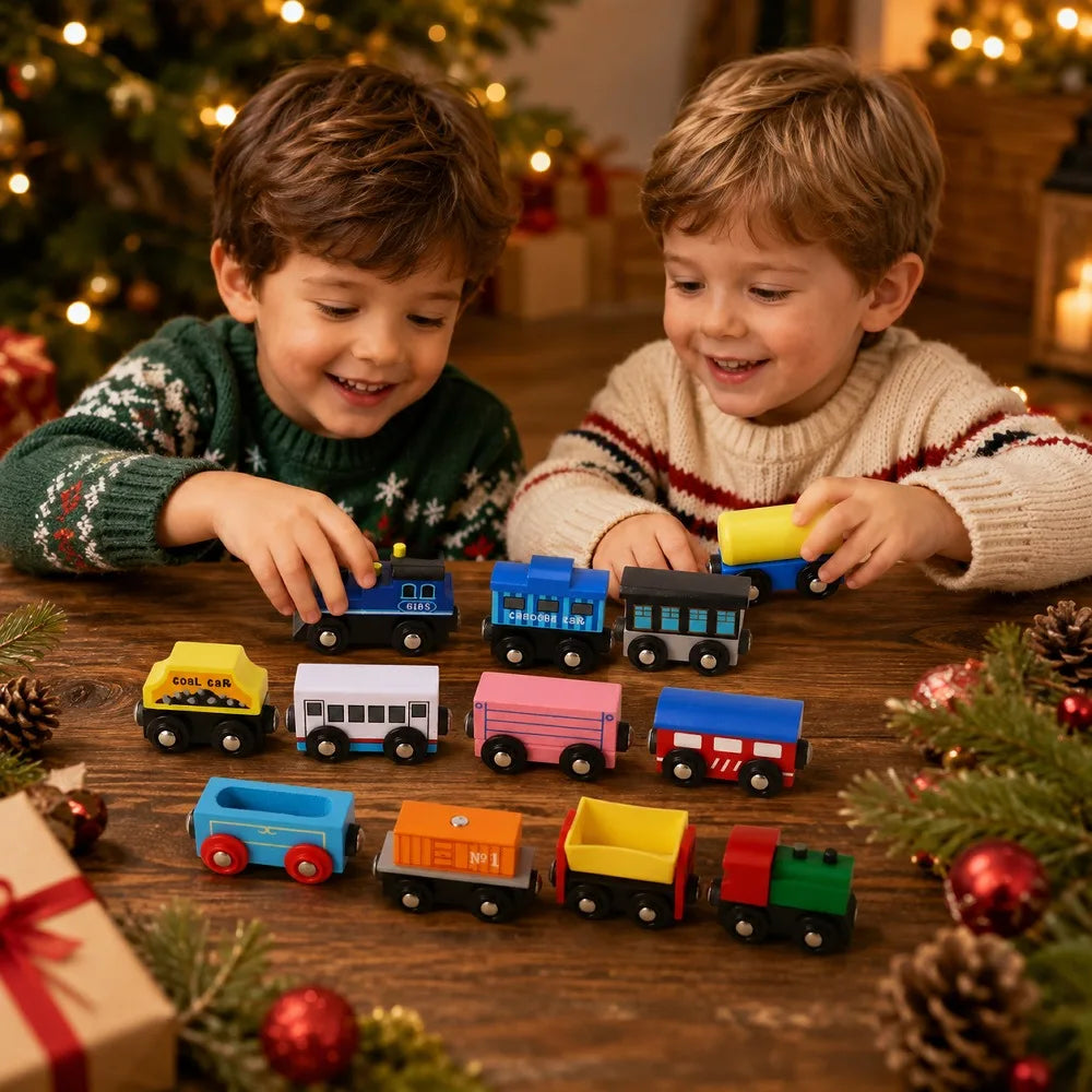 Joyfy Magnetic Wooden Train Advent Calendar — 12 Day Christmas Countdown Set