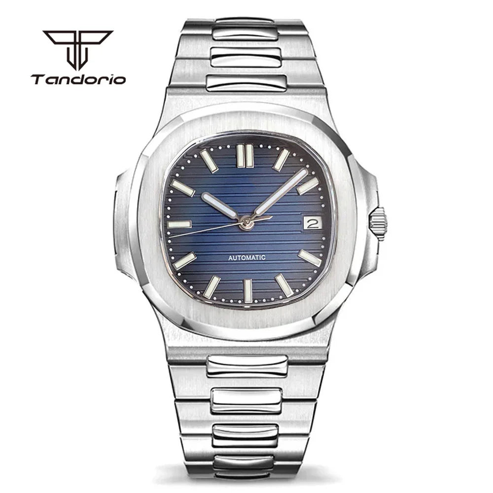 tandorio Square Automatic Watch — 40mm Stainless Steel Mechanical Wristwatch