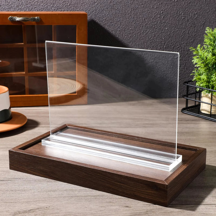Double-Sided Acrylic Sign Holder — Clear Tabletop Menu Display Stand