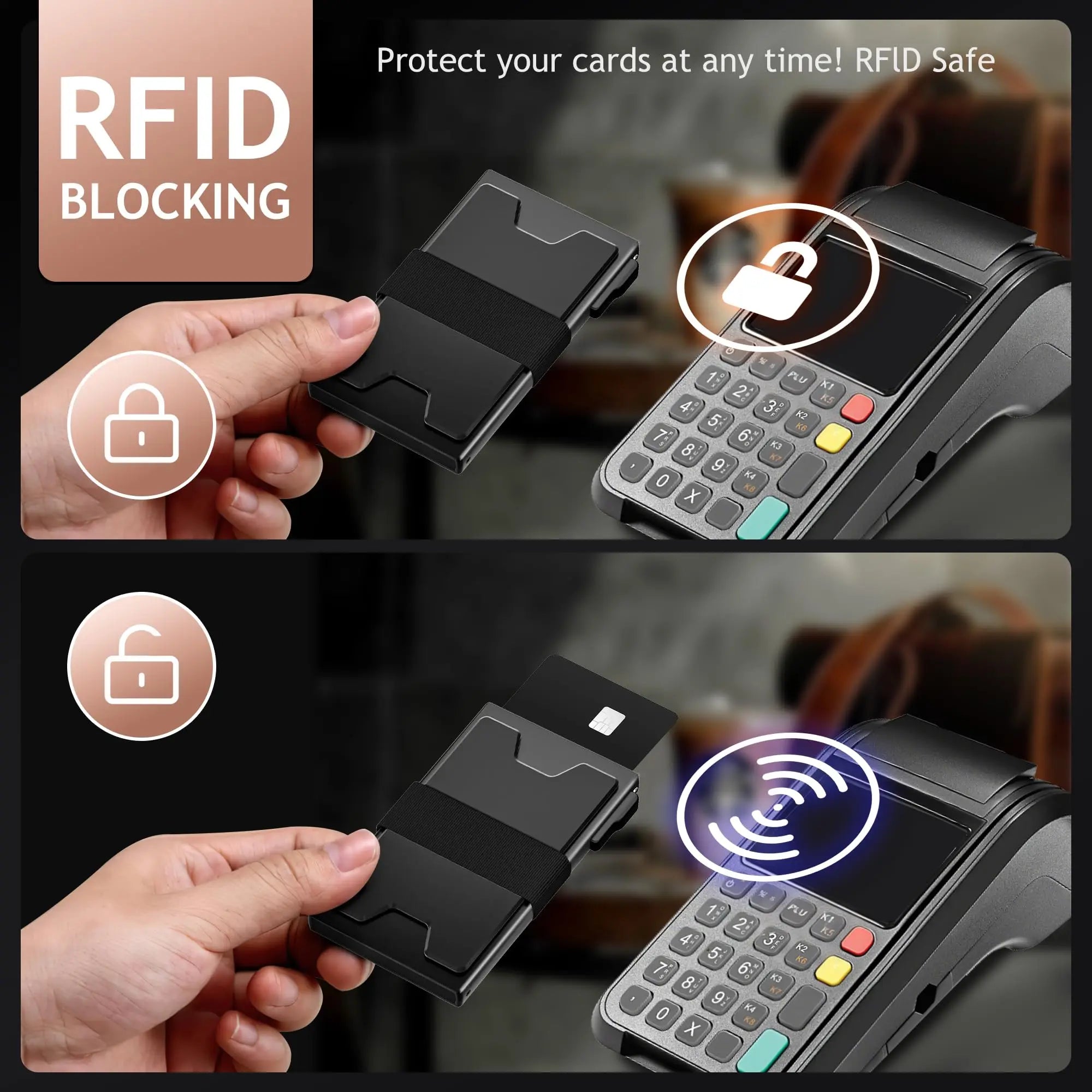 Minimalist Metal Pop Up Wallet — RFID Blocking Slim Card Holder