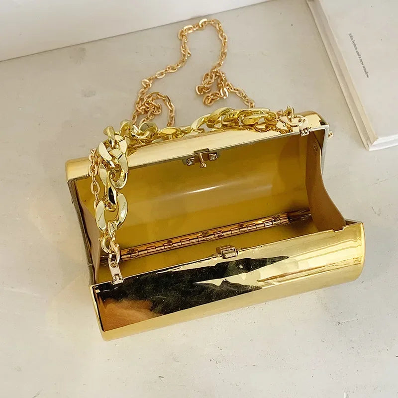 dawndesslo Metallic Cylinder Clutch — Elegant Evening Mini Bag
