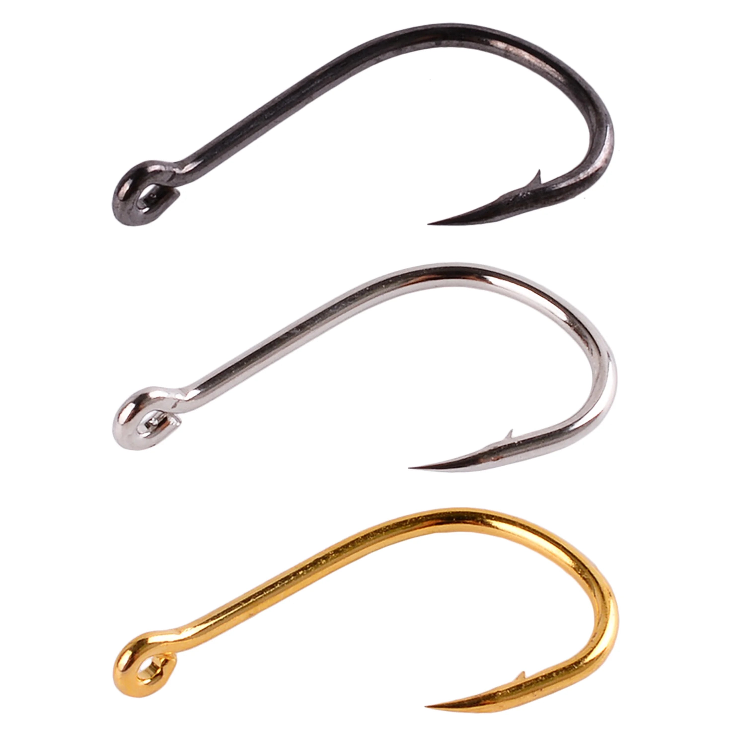 Carbon Steel Fishing Hook Set — Sharp Barbed Single Circle Hooks
