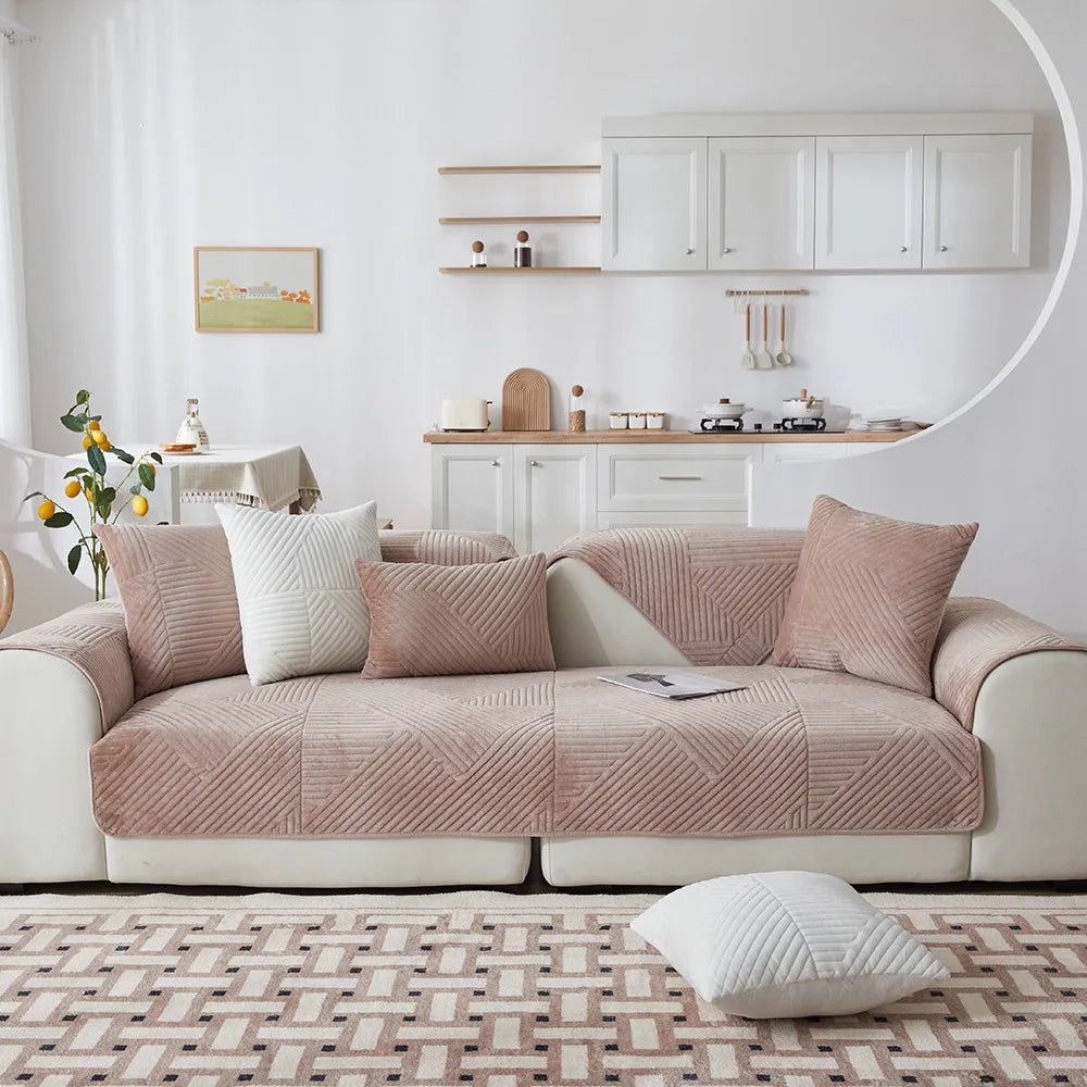Crystal Velvet Sofa Cover — Non-Slip Furniture Protector for Pets and Kids