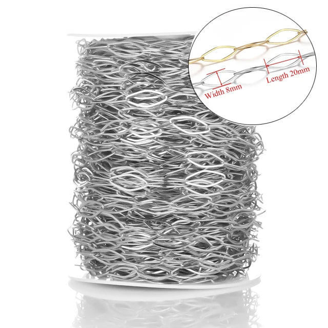Stainless Steel Jewelry Chain — 1M Gold or Steel Link Chain for DIY Crafts