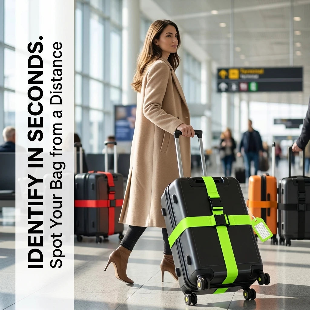 Luggage Security Set — Travel Strap and Identification Tag, 2-Piece Kit