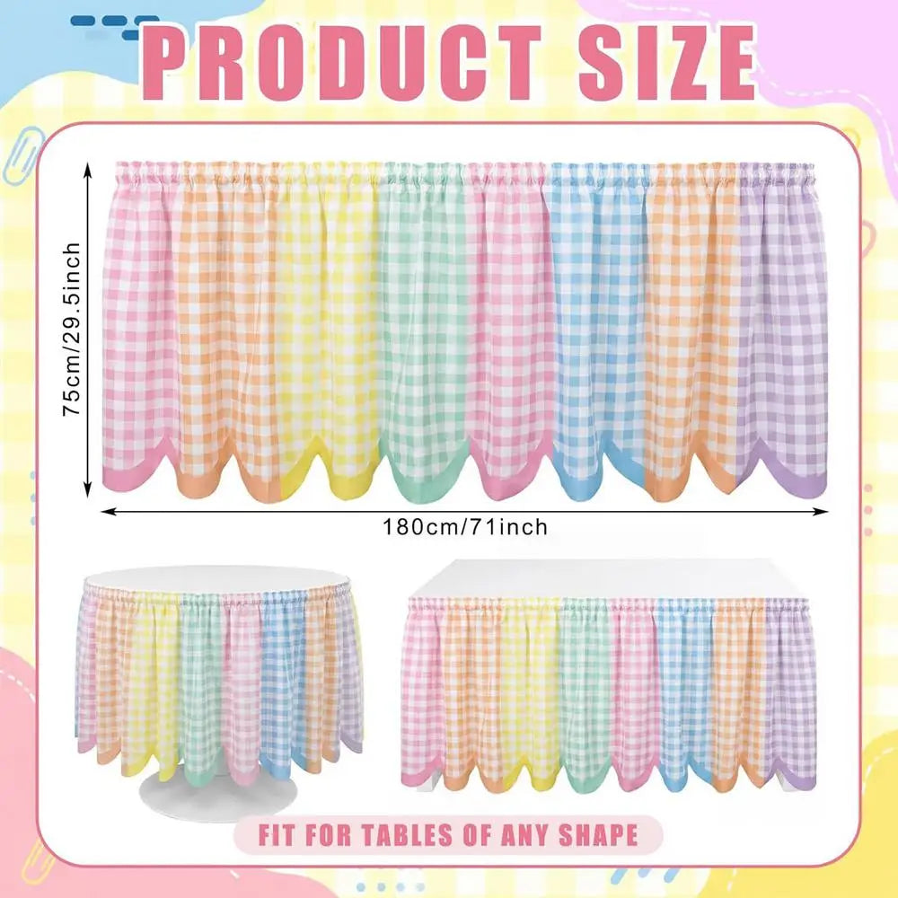 Ruffled Checkered Desk Skirt — Classroom Tablecloth Decor for Teachers