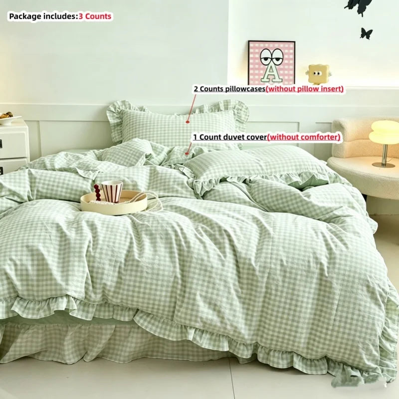 Striped Print Duvet Cover Set — Soft 3-Piece Bedding Collection