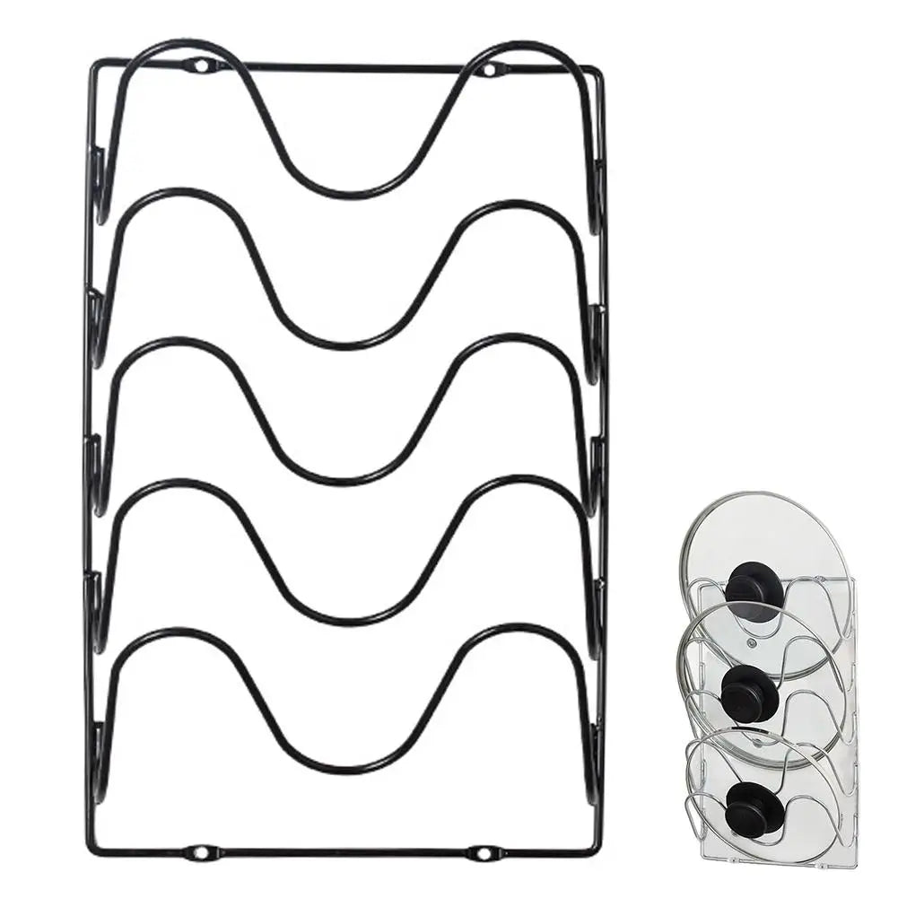 5-Tier Wall Mounted Pot Lid Rack — Space Saving Kitchen Organizer