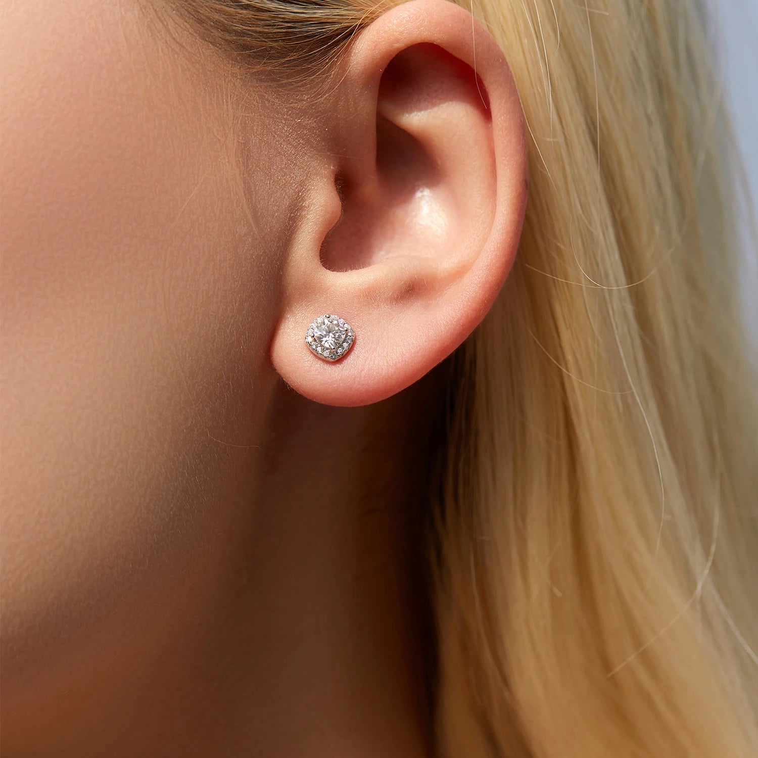 MODIAN Moissanite Stud Earrings — 925 Sterling Silver Geometric Jewelry