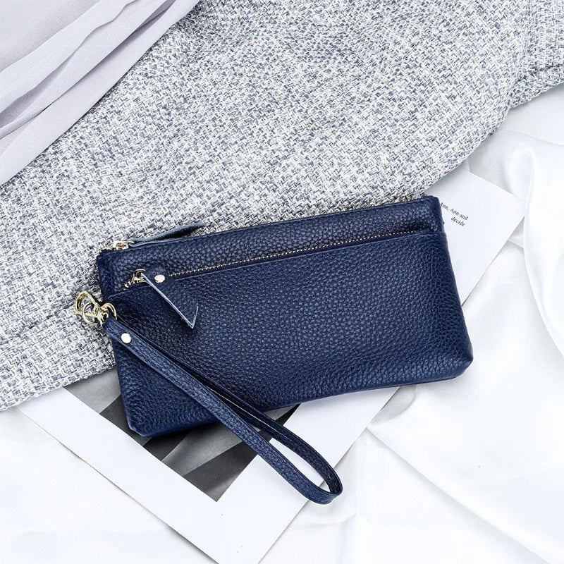 dawndesslo Women's Leather Wristlet Clutch — Multi-Pocket Smartphone Wallet