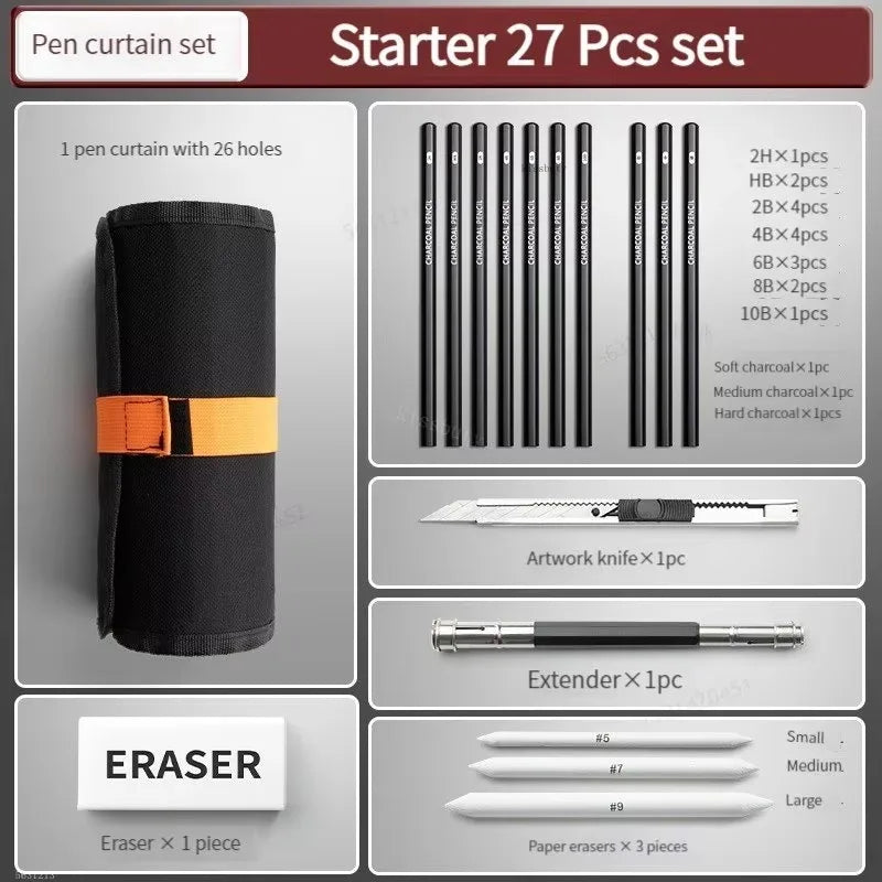 Professional Sketching Pencil Set — Complete Art Supplies for Students