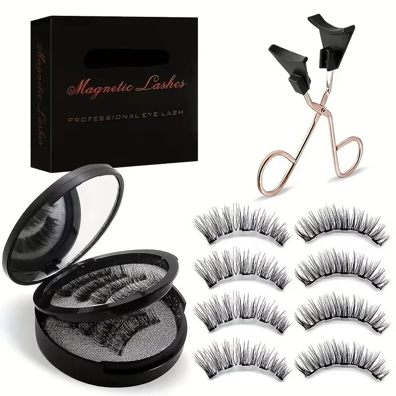 Magnetic False Eyelashes Set — Reusable 3D Lash Kit with Tweezers