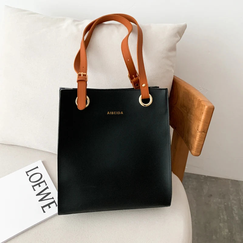 Biutefo Elegant Leather Tote Bag — Large Capacity Shoulder Handbag