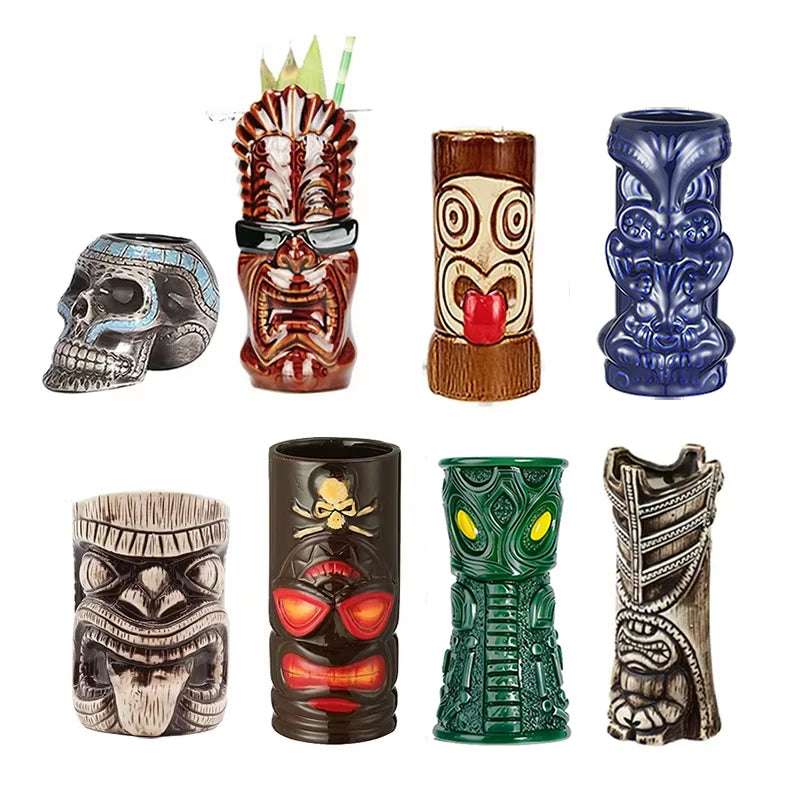 cocktailgeek Ceramic Tiki Mugs — Tropical Sculptural Drinkware for Home Bars