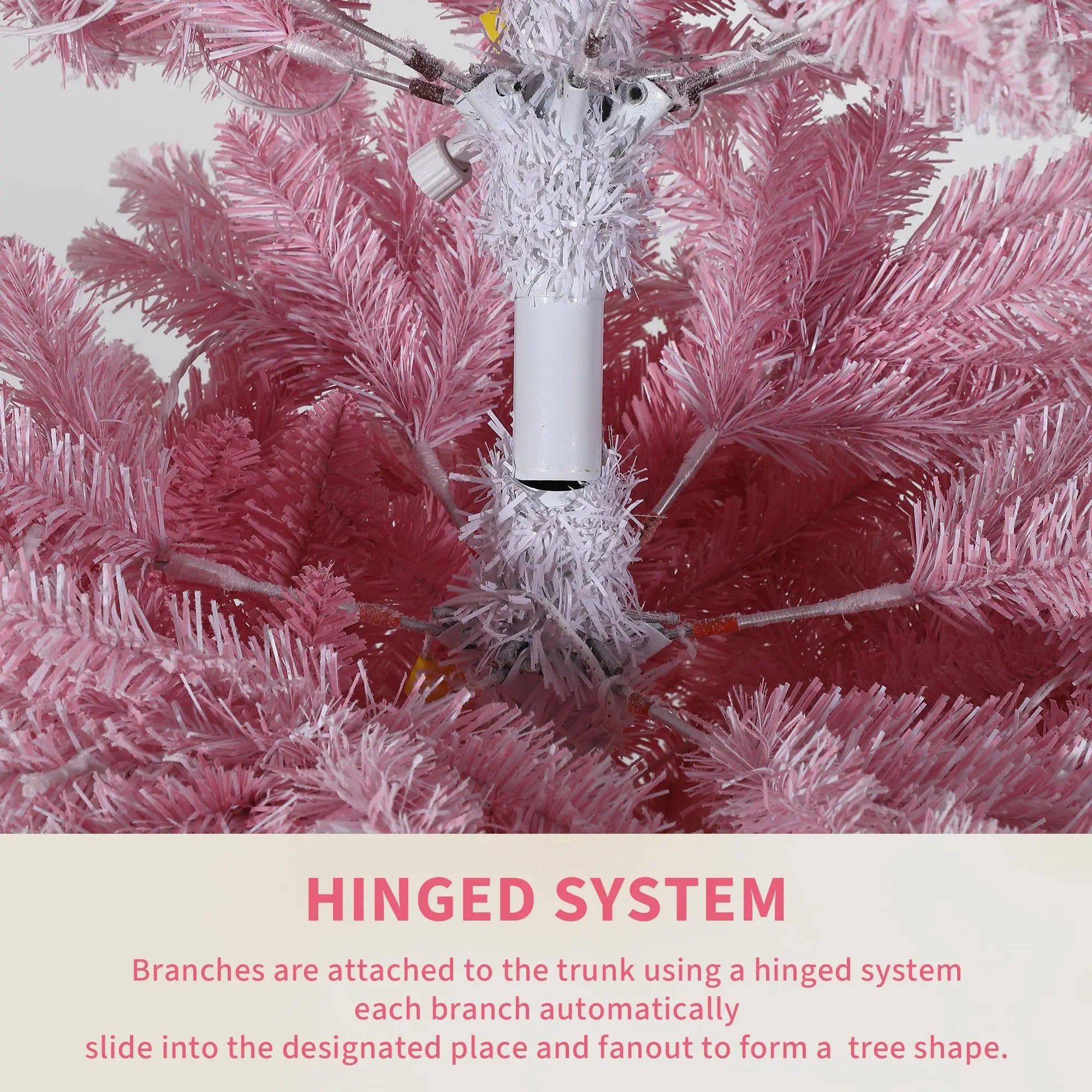 Pink Ombre Snow-Flocked Artificial Christmas Tree — Pre-Lit LED Holiday Decor