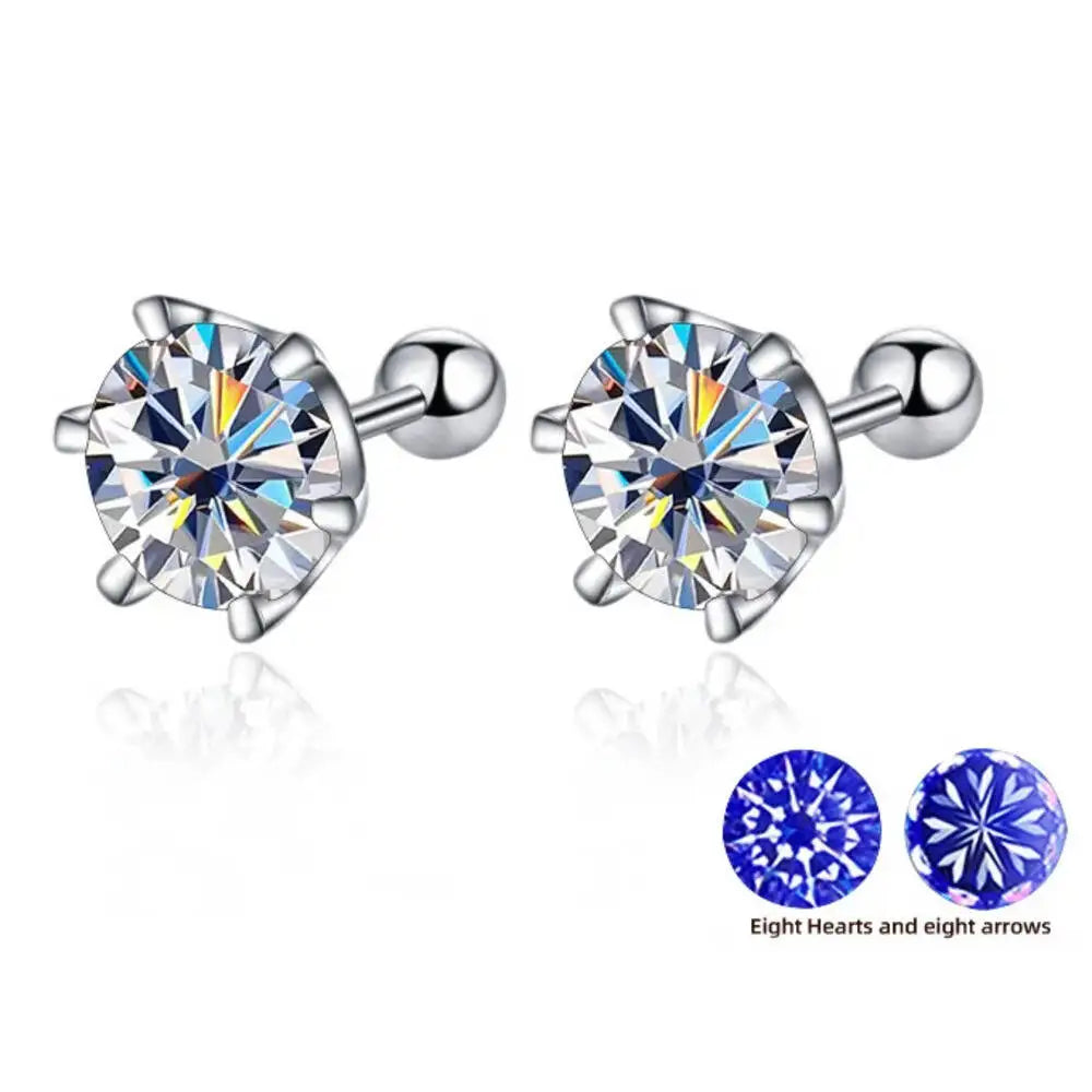 Moissanite Round Cut Stud Earrings — 925 Sterling Silver Fine Jewelry
