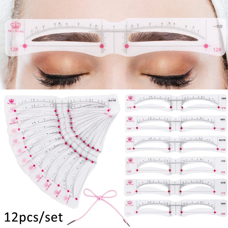 Eyebrow Stencil Set — 12 Reusable Shaping Templates for Perfect Brows