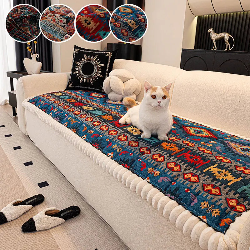 Bohemian Style Thick Sofa Cushion — Anti-Slip Ethnic Seat Pad