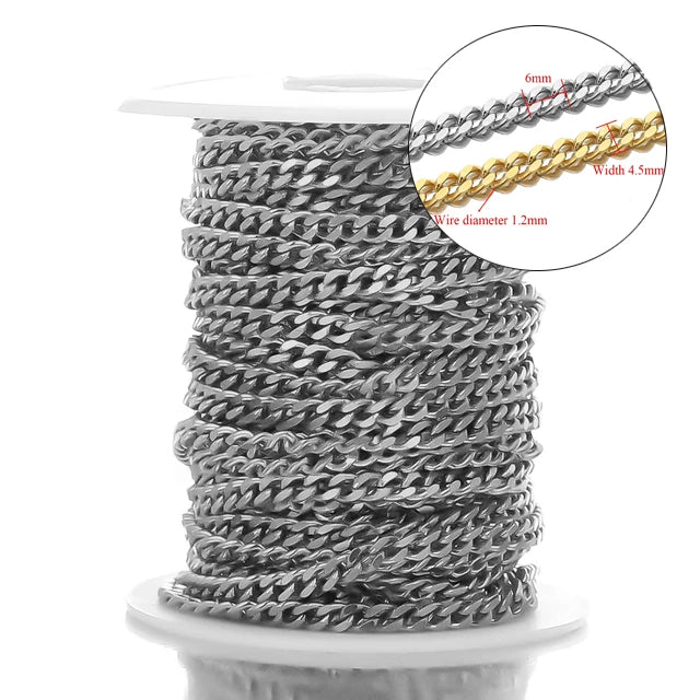 Stainless Steel Jewelry Chain — 1M Gold or Steel Link Chain for DIY Crafts