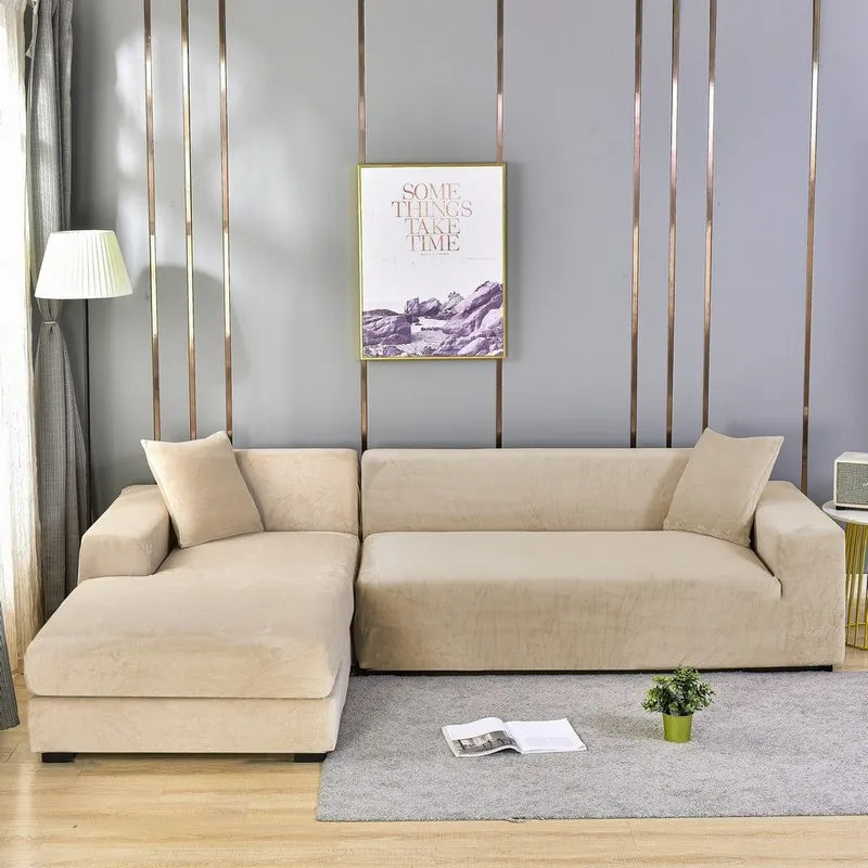 Velvet Stretch Sofa Cover — Protective Slipcover for 1-4 Seater Couches