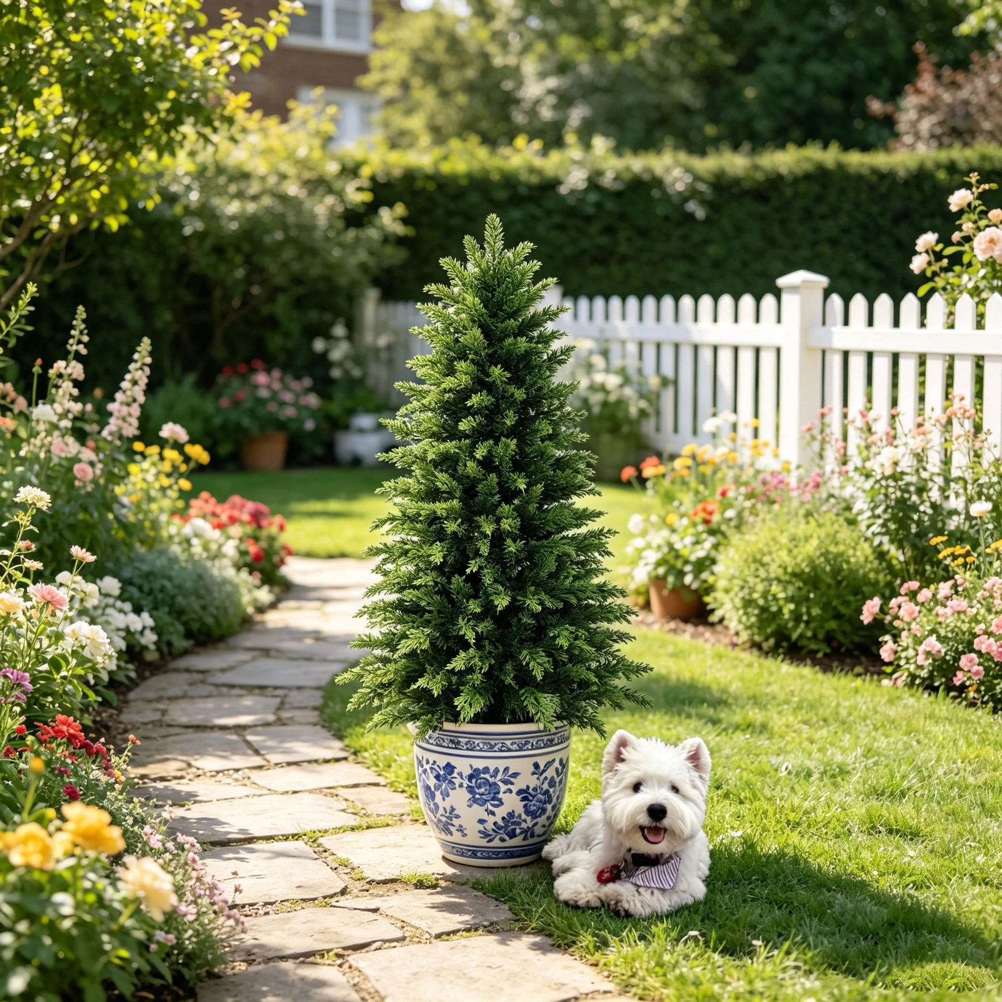 Artificial Cedar Topiary Trees — UV-Resistant Faux Evergreen Decor