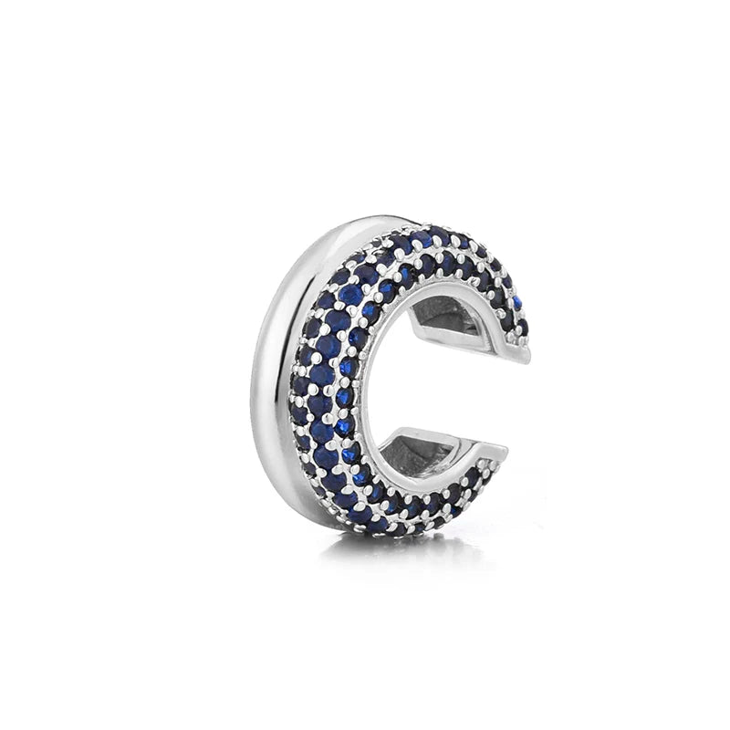LOVBEAFAS Double Layer C-Shape Ear Cuff — Geometric Zircon Clip-On Earrings