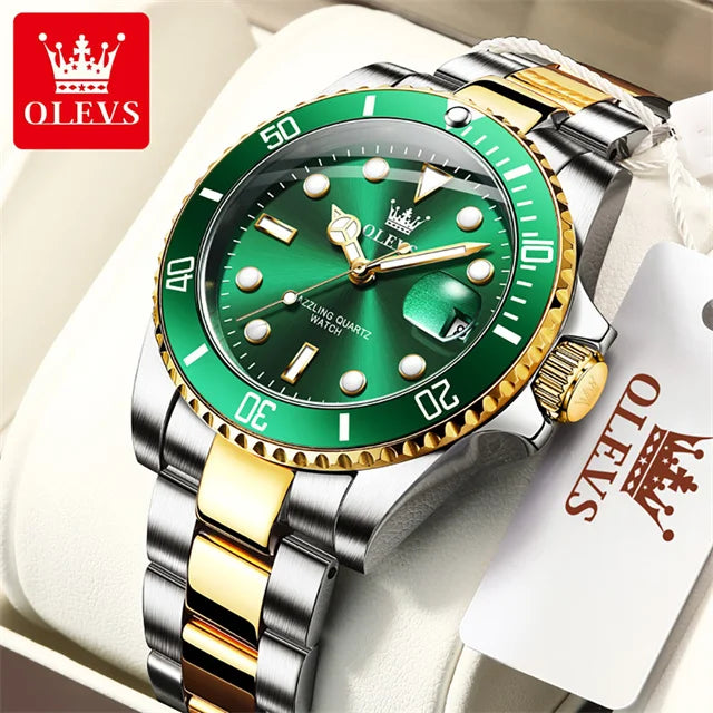 OLEVS Men's Luxury Quartz Watch — Stainless Steel Design with Auto Date