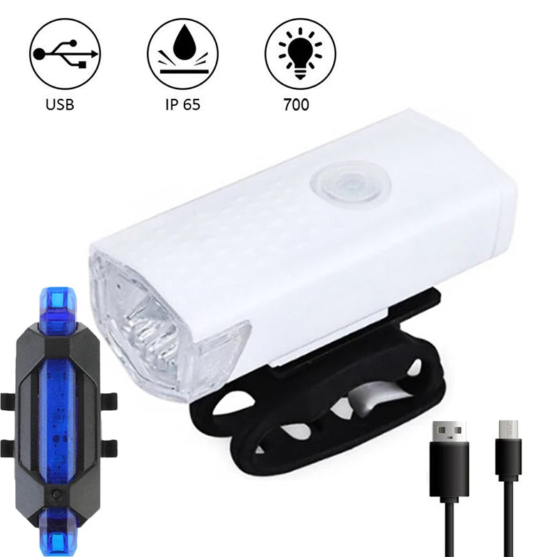 Rechargeable Bicycle Light Set — Front Headlight and Rear Taillight Kit