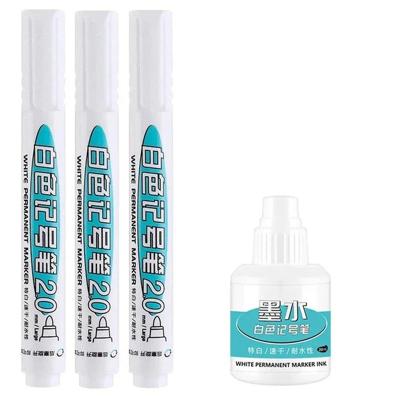 HOPK White Permanent Marker Pens — Multi-Surface Paint Pen Set