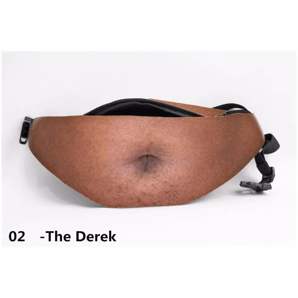 Funny Realistic Belly Waist Bag — Novelty Hip Pack for Parties and Travel